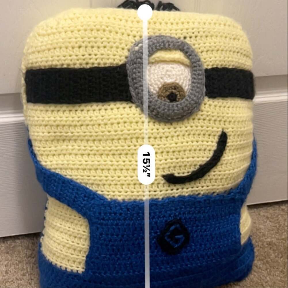Handmade Crochet Minion Plush Pillow Despicable Me Stuart Character - Picture 9 of 10